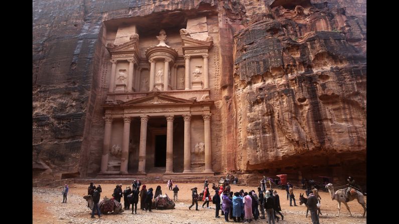 <strong>Petra, Jordan:</strong> The 43-meter-high facade of Al-Khazneh, also known as the Treasury, is one of the first sights to greet visitors to the ancient Jordanian city of Petra, built more than 2,000 years ago by the Nabataeans. <br />
