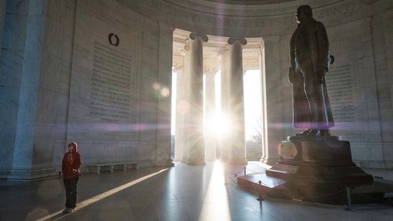 <strong>Washington: </strong>A tourist visits the Jefferson Memorial, dedicated to American Founding Father Thomas Jefferson, on US President's Day on February 20. <br />
