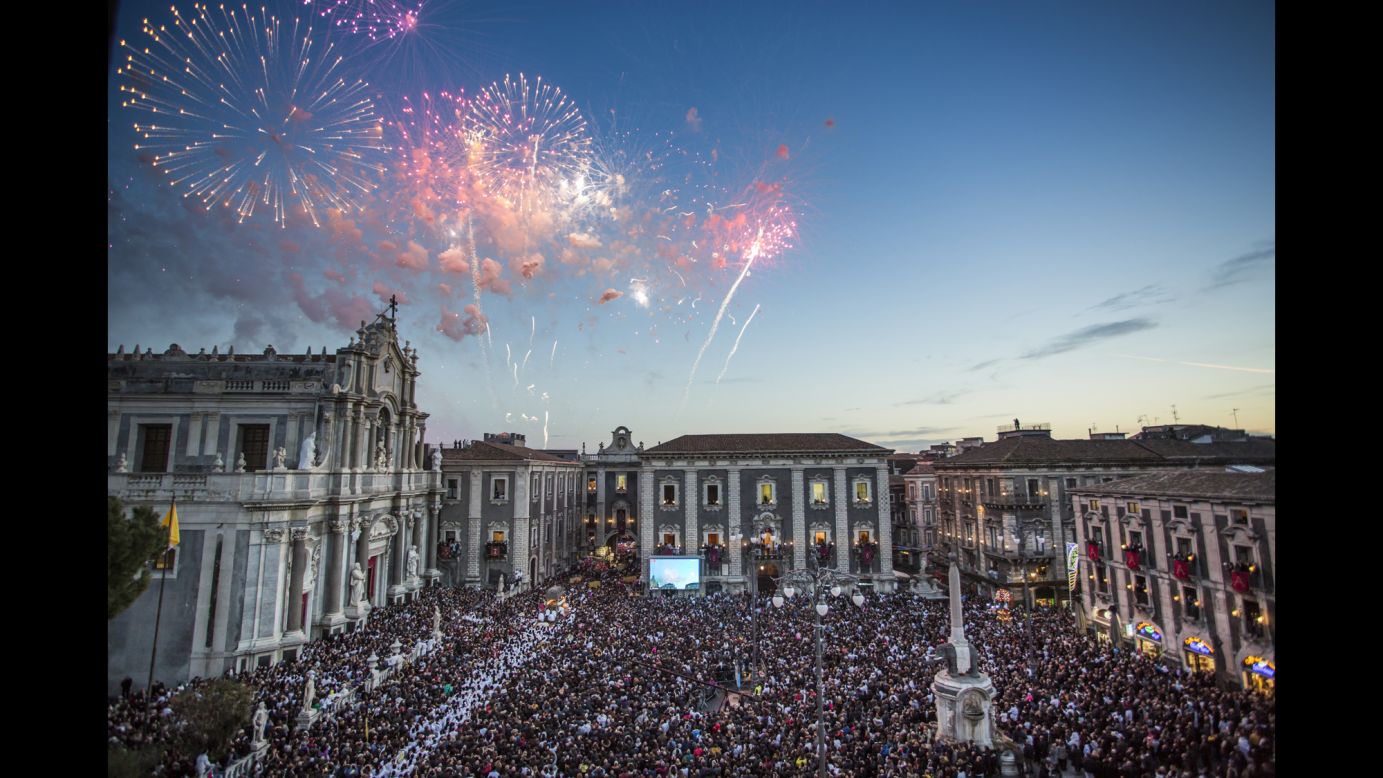 <strong>Catania, Italy:</strong> Crowds gather in Catania on February 5 for a religious festival celebrating Saint Agatha, a Christian martyr and the city's patron saint. <br />
