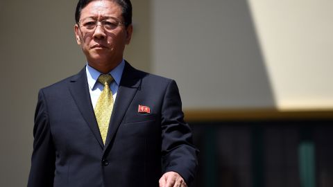 Kang Chol, North Korea's ambassador to Malaysia, walks to address journalists outside the North Korean Embassy in Kuala Lumpur on Monday, February 20.