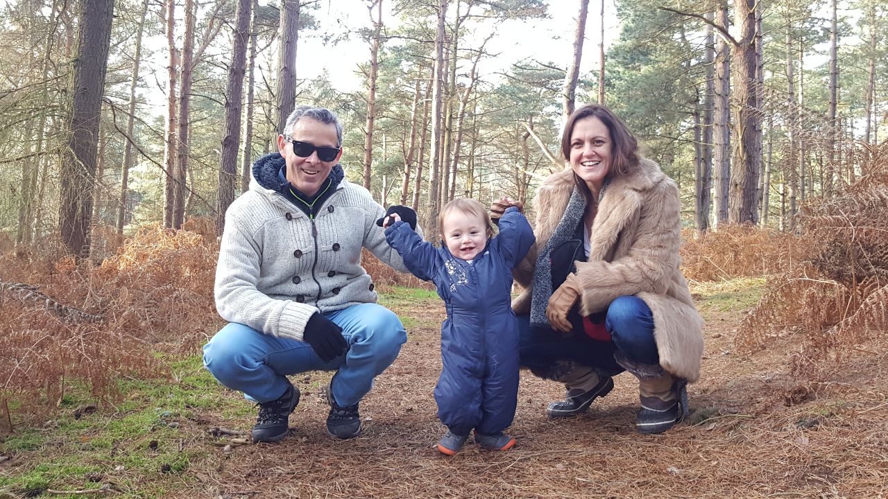 Carlos, Thomas and Caroline pictured together in Hertfordshire, England in December 2016.