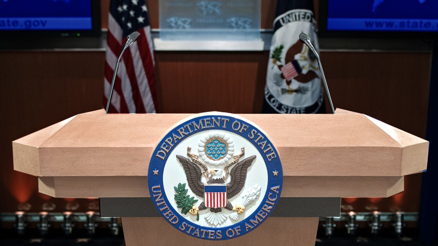 State Department empty podium PHOTO ILLUSTRATION