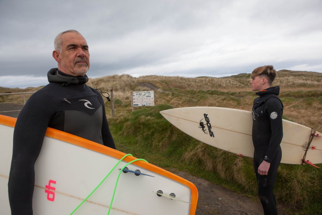 Alan Coyne (left) and Darragh Flynn from the West Coast Surf Club fear the wall would change the unique tidal system in Doughmore Bay, which attracts surfers from around the world.