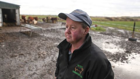 John Flanagan, a local cow farmer, has lived in Doonbeg all his life. His farm sits behind the course and is worried if the wall isn't built, his land will flood in the next 20 years. 