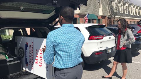 Staffers prepare ahead of Rep. Gaetz's 12 hour public appearance blitz.