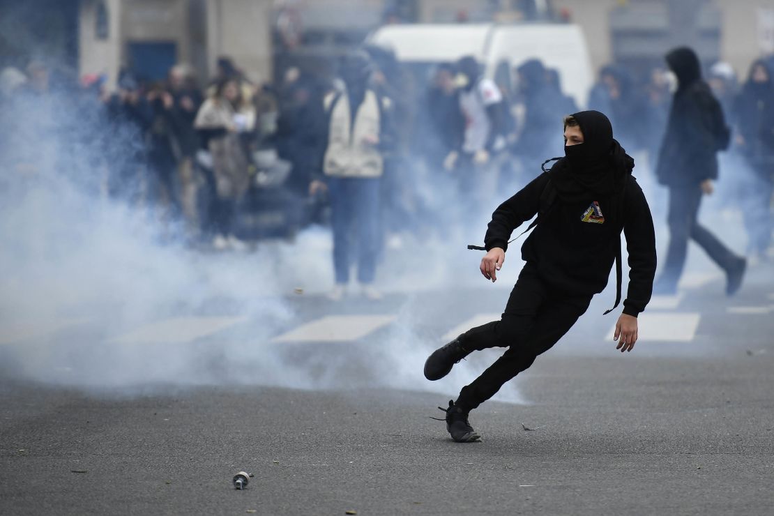 A protest in Paris over allegations of police brutality in February.