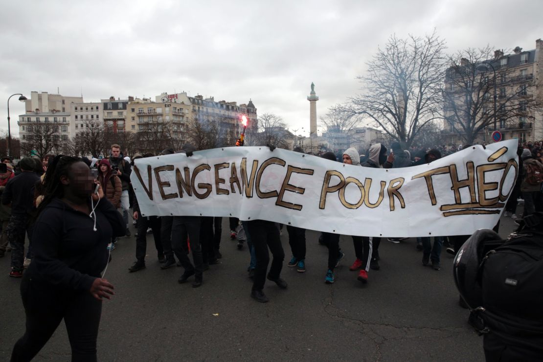 Protesters rally in Paris' Place de la Nation.