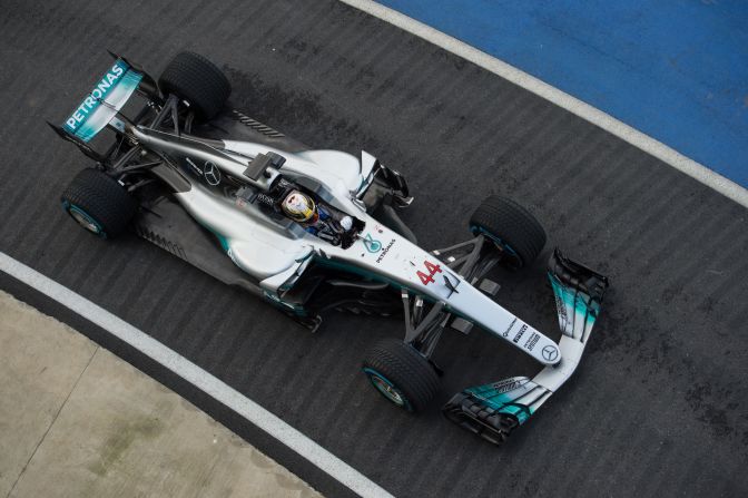 Mercedes launched its new car at the UK's Silverstone circuit. Both Bottas and Hamilton (pictured) took the W08 for a spin on Thursday.