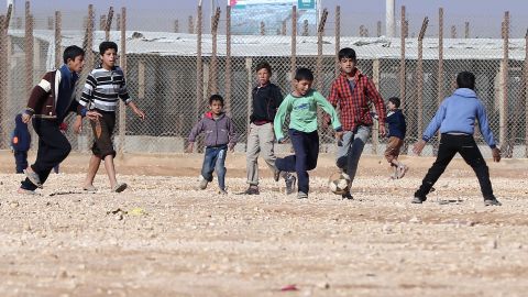 Syrian children play at the Za'atari refugee camp near the Jordanian capital, Amman.