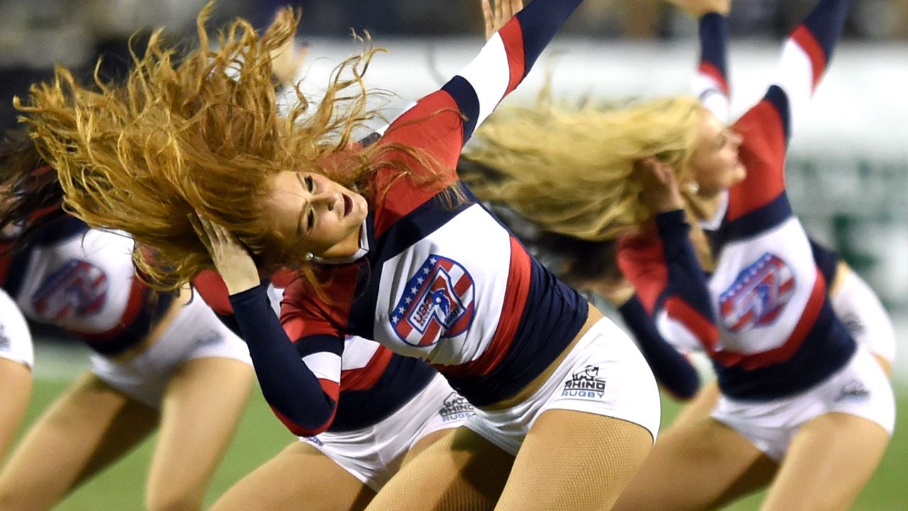 LAS VEGAS, NV - FEBRUARY 14:  Members of the USA Sevens Sweethearts perform during the USA Sevens Rugby tournament at Sam Boyd Stadium on February 14, 2015 in Las Vegas, Nevada.  (Photo by Ethan Miller/Getty Images)