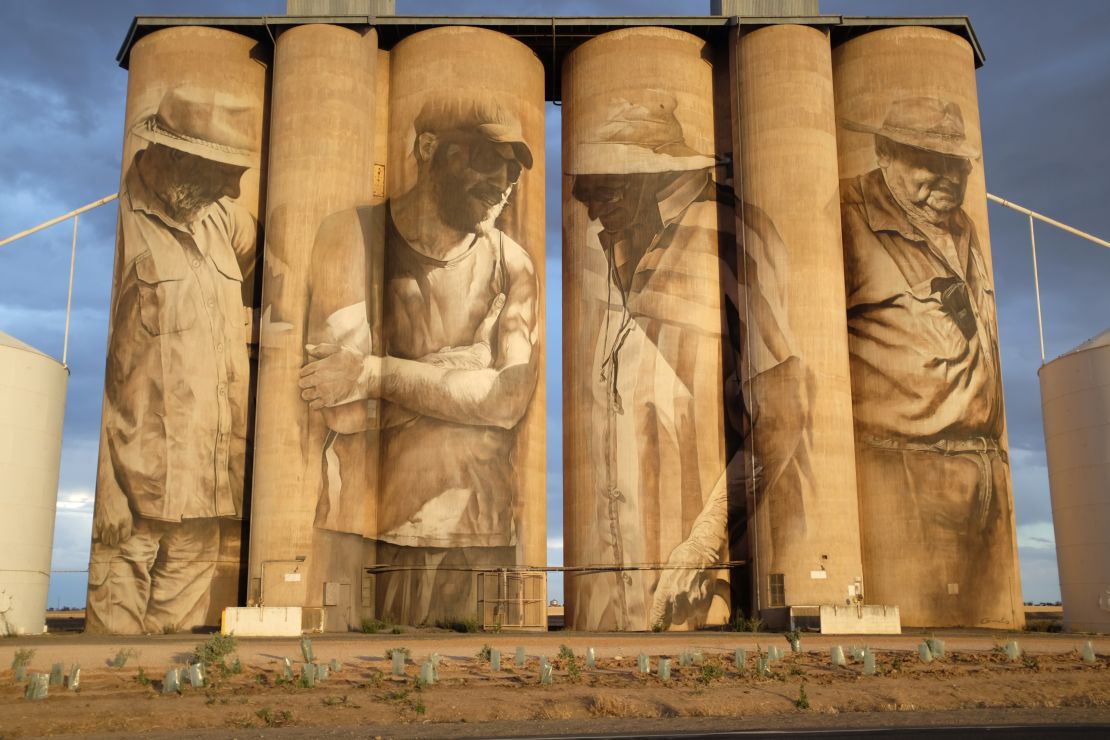 Van Helten's first silo painting in Brim, Victoria attracted global attention in 2015