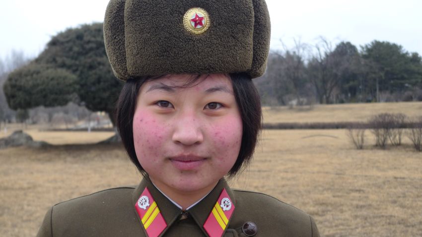 A North Korean female soldier stands guard. While military service for women has long been voluntary, it was reportedly made mandatory in a bid to bolster the armed forces.