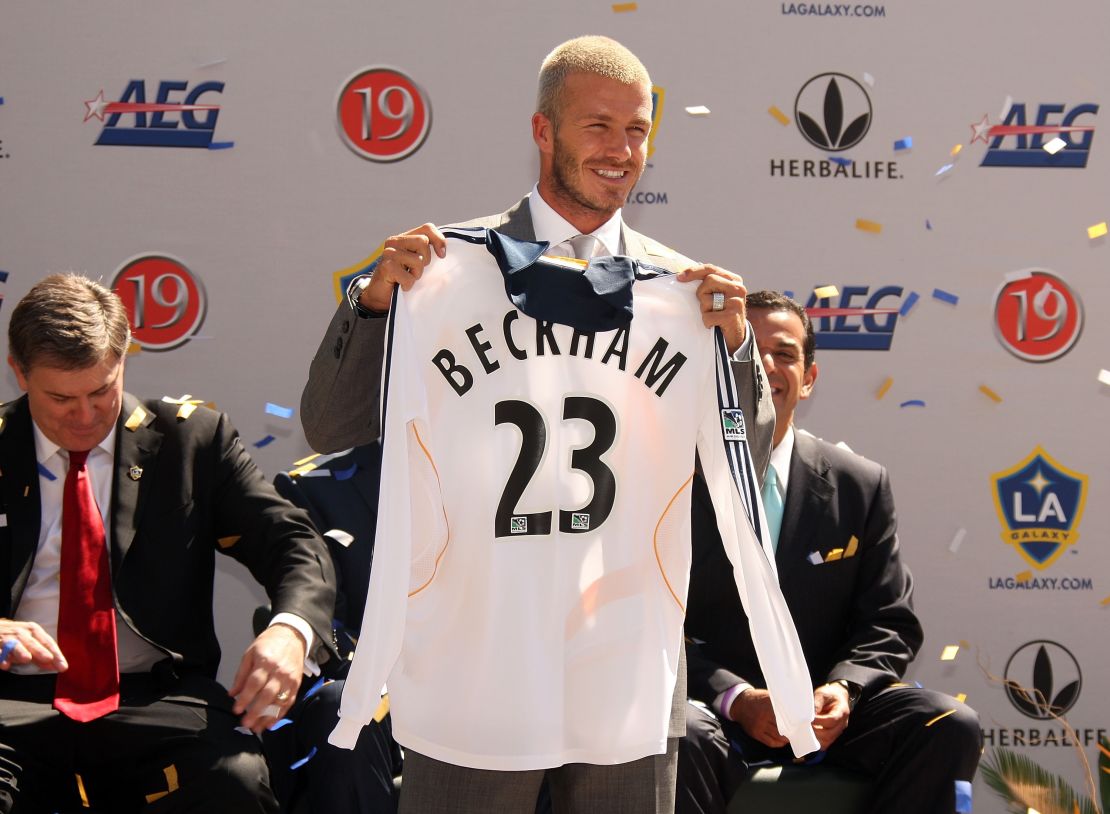 David Beckham left Real Madrid in 2007 to join Major League Soccer side LA Galaxy.