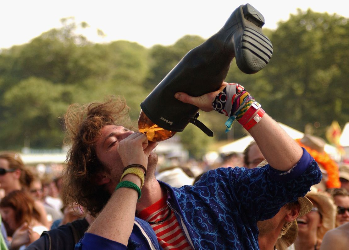 Cider -- best drunk in a glass, but a wellington boot will also do.