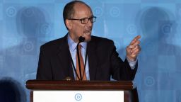 Former Labor Secretary Tom Perez, who is a candidate to run the Democratic National Committee, speaks during the general session of the DNC winter meeting in Atlanta, Saturday, February 25, 2017. 
