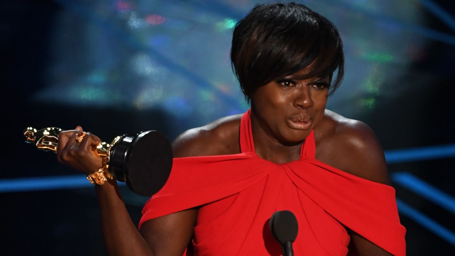 Viola Davis after she won the award for best supporting actress in "Fences." 
