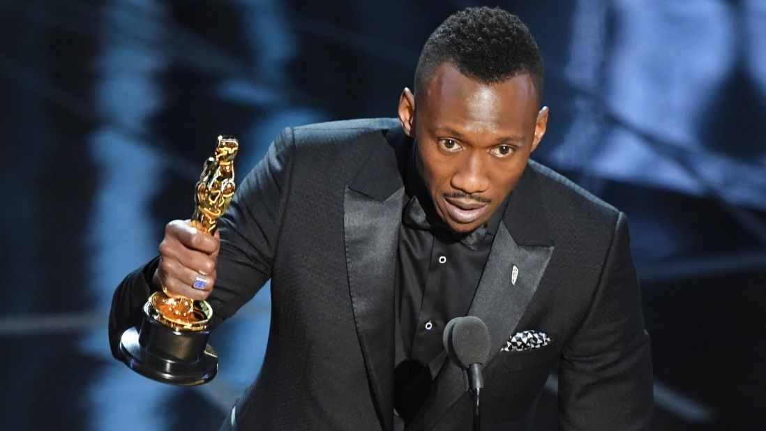 Mahershala Ali accepts the best supporting actor Oscar for his role in "Moonlight."