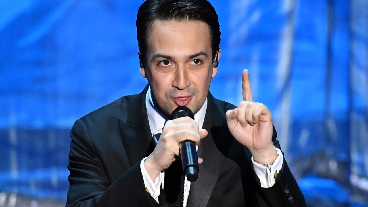 Lin-Manuel Miranda performs before 16-year-old Auli'i Cravalho took the stage for "How Far I'll Go." Miranda wrote the song for the animated film "Moana."