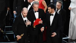  'La La Land' producer Jordan Horowitz  announces the actual best picture winner as 'Moonlight' after a presentation error.