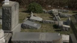 Knocked-over tombstones in Philadelphia.