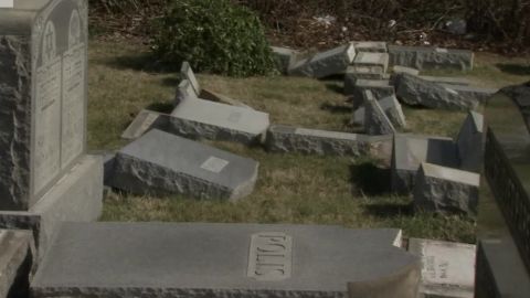 Knocked-over tombstones in Philadelphia.