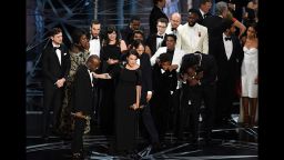 HOLLYWOOD, CA - FEBRUARY 26:  Cast and crew of 'Moonlight' accept the Best Picture award onstage during the 89th Annual Academy Awards at Hollywood & Highland Center on February 26, 2017 in Hollywood, California.  (Photo by Kevin Winter/Getty Images)