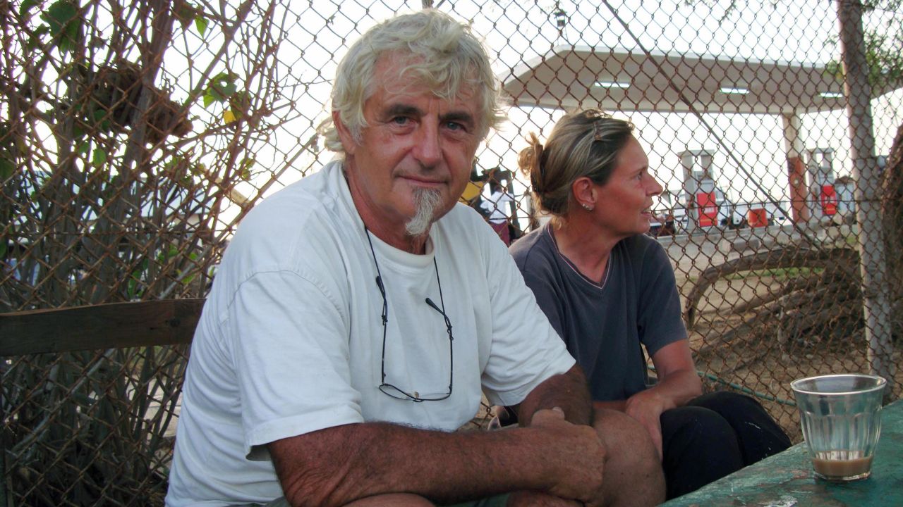 German national Jurgen Kantner and his partner, Sabine Merz, in 2009, months after they were freed by Somali pirates.