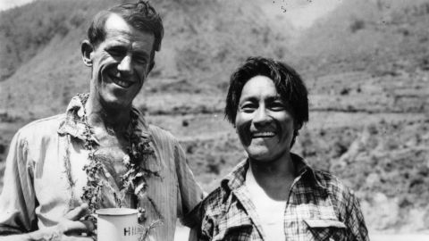 Arguably the world's most famous Sherpa Tenzing Norgay stands with Sir Edmund Hillary in 1953.