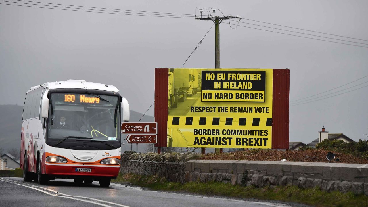 A sign campaigning against a so-called hard Brexit on the Irish border.