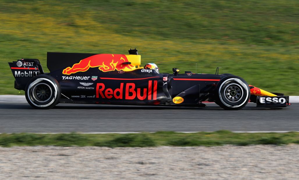 Red Bull is expected to be one of Mercedes' closest rivals this season. Here Daniel Ricciardo drives the new RB13 at winter testing.