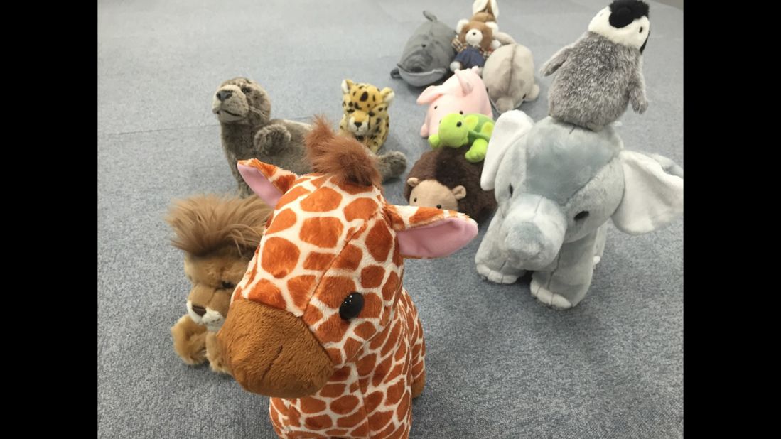 After a night at the library, stuffed animals help kids read