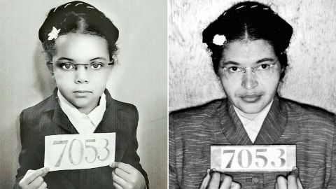 Lola, left, in a photo paying homage to civil rights hero Rosa Parks.