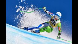 Slovenia's Ilka Stuhec competes in the Alpine Skiing FIS World Cup Ladies Super G race on February 25, 2017 in Crans-Montana. / AFP / Fabrice COFFRINI        (Photo credit should read FABRICE COFFRINI/AFP/Getty Images)