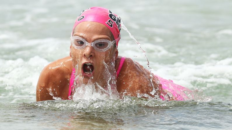 Lizzie Welborn swims during an Ironman triathlon in Sydney on Friday, February 24.