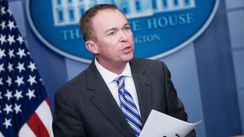 Office of Management and Budget Director Mick Mulvaney speaks about US President Donald Trump's budget during a press briefing at the White House February 27, 2017 in Washington, DC.
