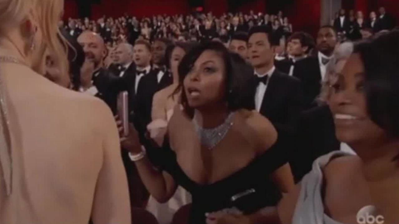 Taraji P. Henson reacts to the Oscar flub.