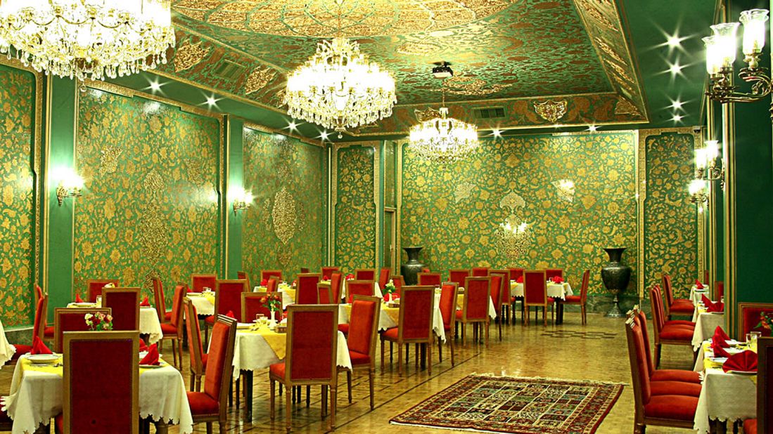 <strong>Zarrin Hall: </strong>The event space, decorated in gold leaves and green paint, is available for seminars, conferences and ceremonial receptions.