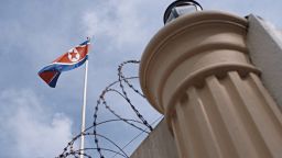 KUALA LUMPUR, MALAYSIA - FEBRUARY 22:  A North Korean flag is seen at the North Korean Embassy compound on February 22, 2017 in Kuala Lumpur, Malaysia. North Korean leader Kim Jong Un's older half-brother Kim Jong Nam died in Malaysia last week after apparently being poisoned at a Kuala Lumpur airport. Malaysia's police said on Wednesday they are seeking a senior official at the North Korean embassy in Kuala Lumpur in connection with the killing of Kim Jong-nam. Mr Kim, the eldest son of the former North Korean leader, Kim Jong-il, was once considered the heir to power in North Korea but fell out of favor in 2001 after he was seized by Japanese authorities at Narita Airport for trying to enter the country on a forged Dominican Republic passport. (Photo by Rahman Roslan/Getty Images)