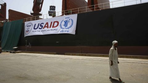 The US vessel Liberty Grace, hired by the World Food Program, delivers 47,500 metric tons of sorghum from USAID   Sudan's conflict-affected areas, including Darfur. 