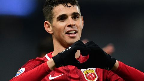 Oscar celebrates after scoring in Shanghai SIPG's 5-1 Asian Champions League win over Australia's Western Sydney Wanderers on February 28.
