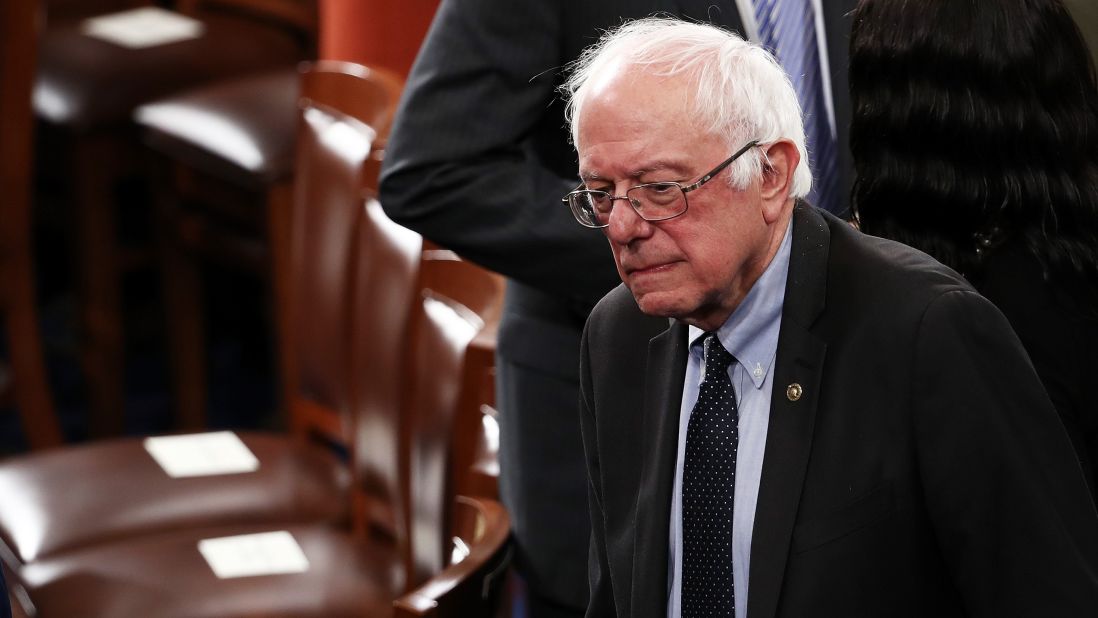 US Sen. Bernie Sanders arrives for the speech.