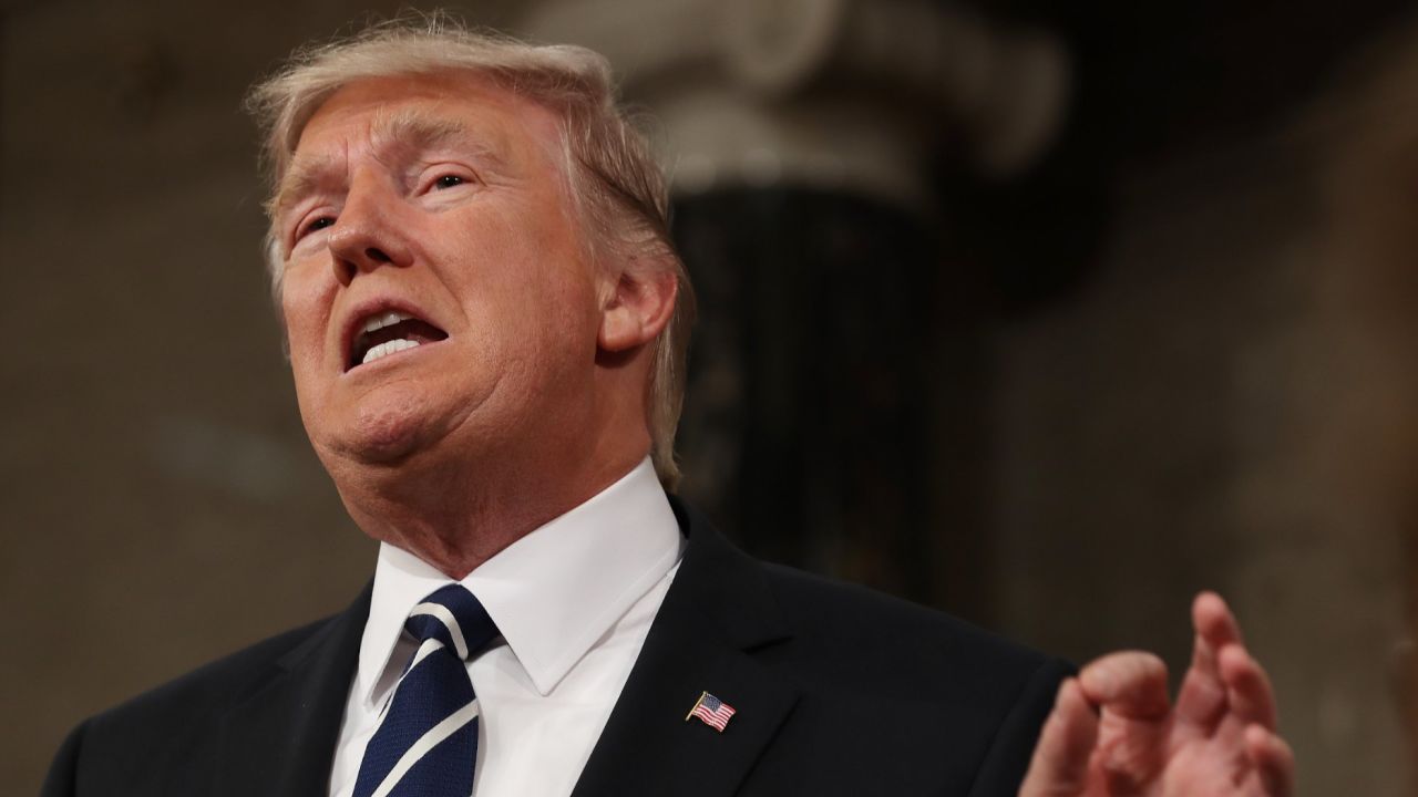 WASHINGTON, DC - FEBRUARY 28:  (AFP OUT) U.S. President Donald Trump addresses a joint session of the U.S. Congress on February 28, 2017 in the House chamber of the U.S. Capitol in Washington, DC. Trump's first address to Congress focused on national security, tax and regulatory reform, the economy, and healthcare. (Photo by Jim Lo Scalzo - Pool/Getty Images)