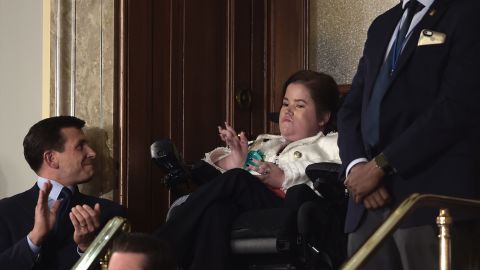 Trump also recognized Megan Crowley, a college student who, at 15 months old, was diagnosed with Pompe disease and wasn't expected to live past age 5. Her father founded a pharmaceutical company to find a cure. "Megan's story is about the unbounded power of a father's love for a daughter," Trump said. "But our slow and burdensome approval process at the Food and Drug Administration keeps too many advances, like the one that saved Megan's life, from reaching those in need."