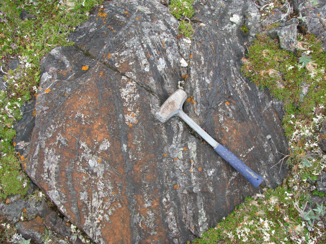 Orange-colored iron carbonite may once have been part of a hydrothermal vent miles underwater. 