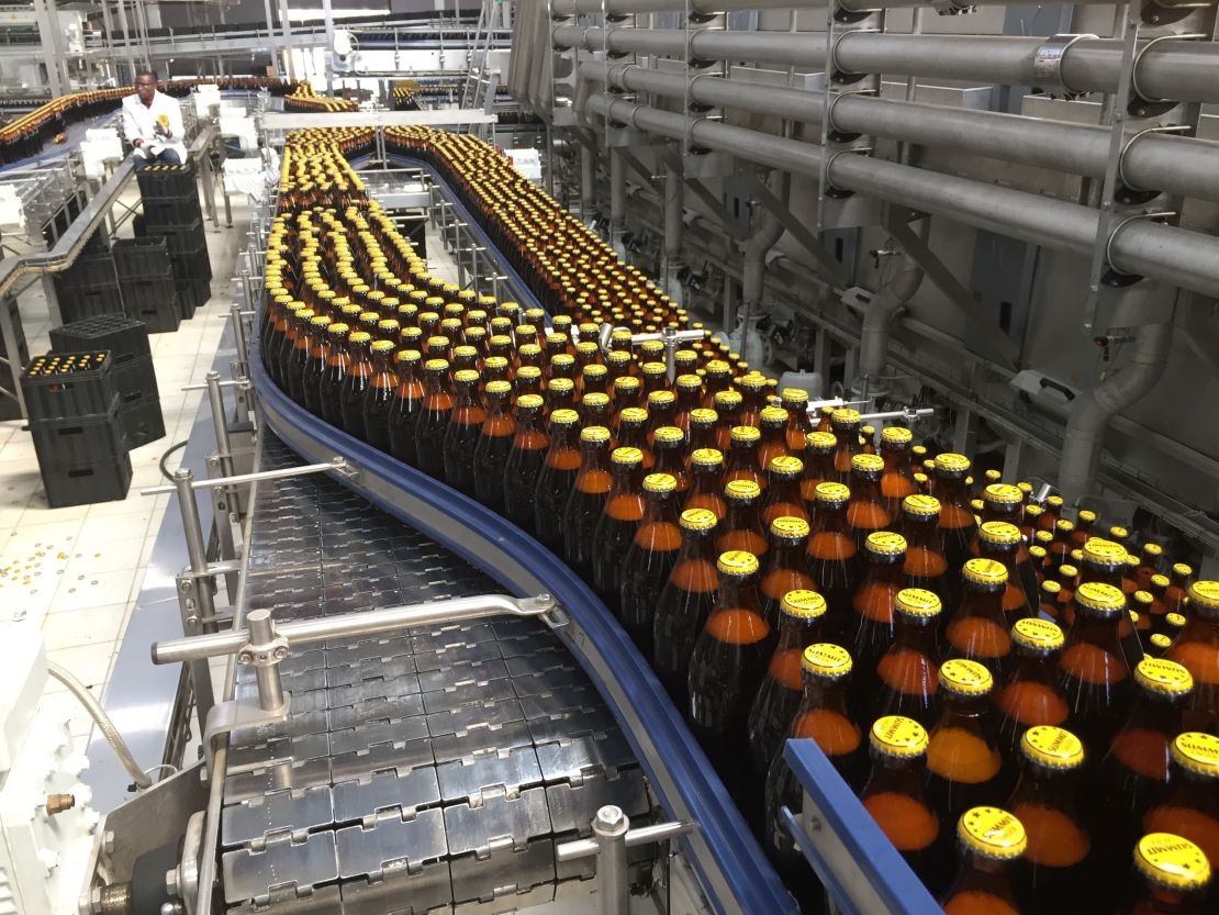 A production line at Keroche Breweries.