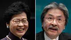 Hong Kong Chief Executive candidates Carrie Lam and John Tsang.