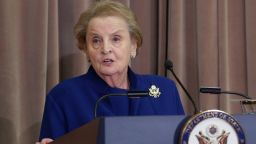 WASHINGTON, DC - SEPTEMBER 03:  Former Secretary of State Madeleine Albright delivers remarks during the ceremonial groundbreaking of the future U.S. Diplomacy Center at the State Department's Harry S. Truman Building September 3, 2014 in Washington, DC. When completed, the Diplomacy Center will be a museum and education center that will 'demonstrate the ways in which diplomacy matters now and has mattered throughout American history.'  (Photo by Chip Somodevilla/Getty Images)