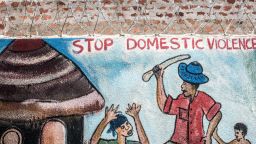 A mural at the RHu clinic in Gulu, Uganda, highlights the issue of domestic violence.