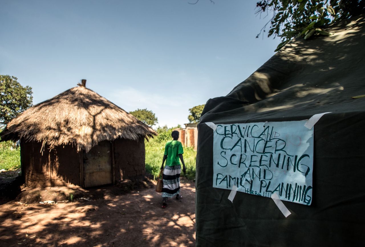 A makeshift cervical cancer screening hut during a mobile clinic visit. Cervical cancer screening will be one of the areas affected, says International Planned Parenthood Federation (IPPF).