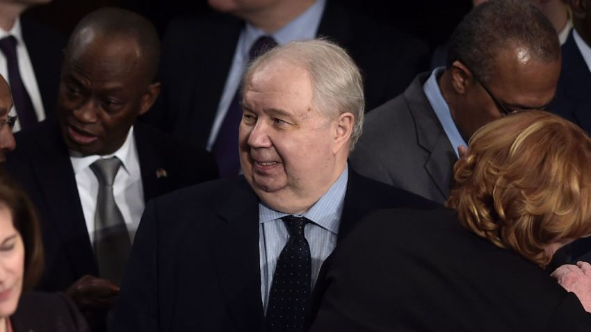 Russian Ambassador to the US Sergey Kislyak (C) arrives before US President Donald Trump addresses a joint session of the US Congress on February 28, 2017, in Washington, DC. / AFP / Brendan SMIALOWSKI        (Photo credit should read BRENDAN SMIALOWSKI/AFP/Getty Images)